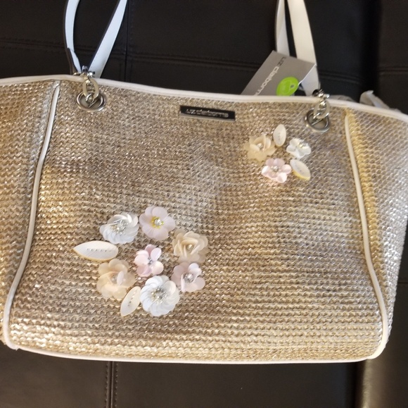 liz Claiborne silver straw purse - Picture 3 of 7